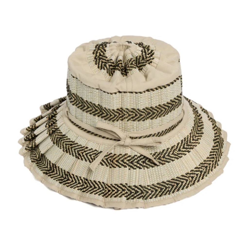 Lorna Murray Woven Stripe Bucket Hat in Beige and Black - Picture 3 of 10